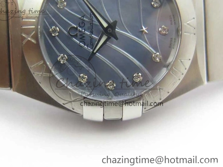 0402 Constellation Ladies 27mm ZF 1:1 Best Edition SS Blue MOP Dial on SS Bracelet ETA Quartz Youthful 7942